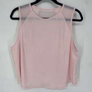Lululemon Sculpt Crop Tank 12 Large Pink Organza Mesh Panels